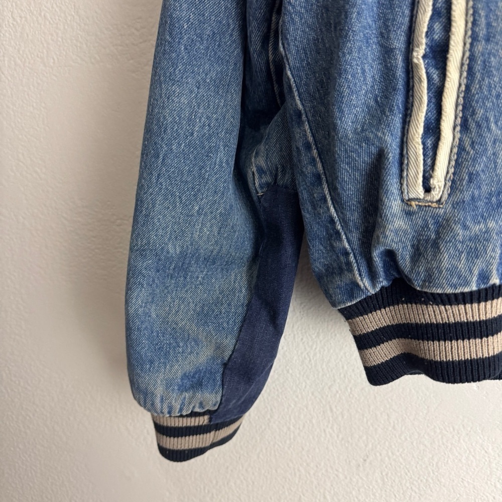 Calvin Klein Denim Varsity Jacket Size Small Vintage Oversized - Picture 5 of 10